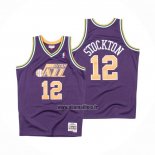 Maillot Utah Jazz John Stockton NO 12 Mitchell & Ness 1991-92 volet